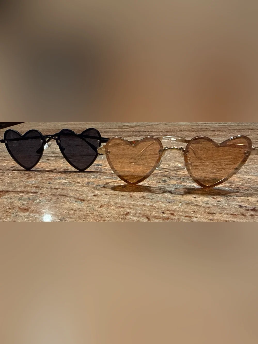 Free People Heart-Shaped Sunglasses in Black & Rose Gold Tints